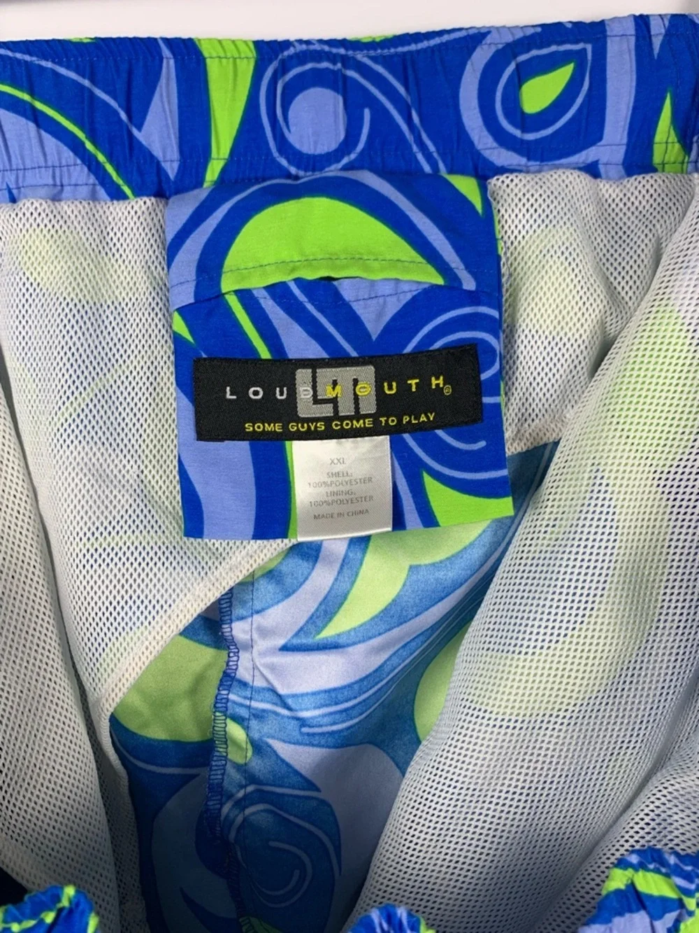 Loudmouth Swim Trunks Mens XXL Blue Green Swirl Print Board Shorts Beach Golf